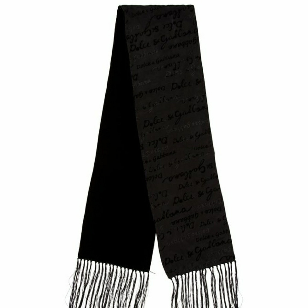Dolce & Gabbana Cashmere Velvet Logo Scarf